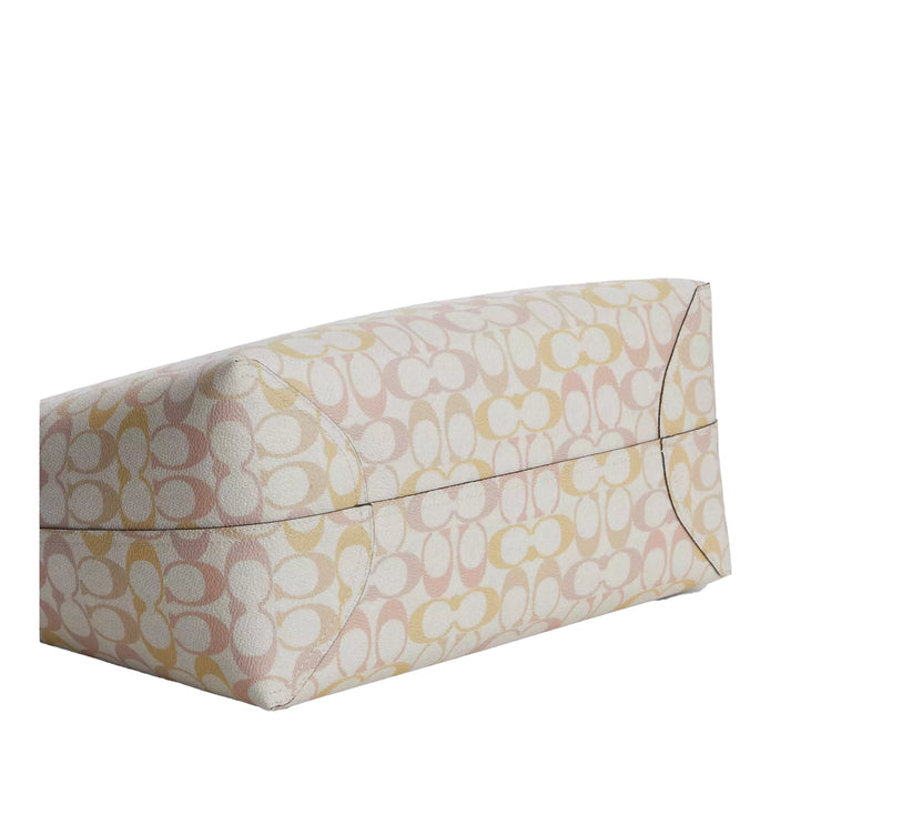 Coach Women's City Tote Bag In Pretty Signature Canvas Gold/Chalk/Pink