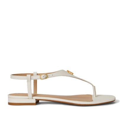 Polo Ralph Lauren Women's Everley II Crosshatch Leather Sandal Soft White