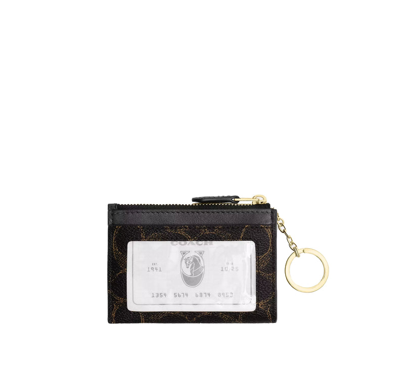 Coach Women's Mini Skinny Id Case In Loved Signature Canvas Gold/Brown