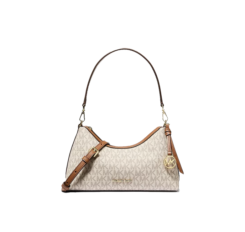 Michael Kors Women's Sammy Small Signature Logo Convertible Crossbody Bag Vanilla/Gold