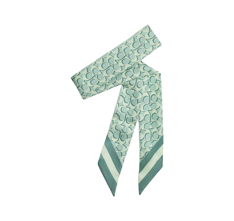 Coach Women's Signature Silk Skinny Scarf Mint