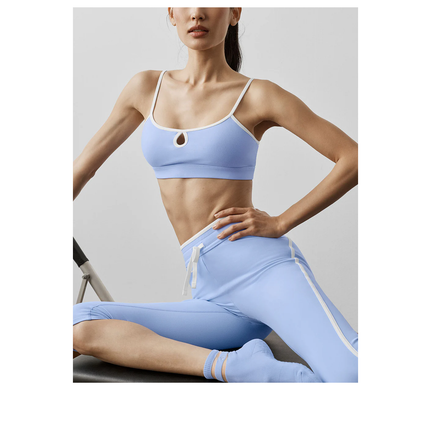 alo Women's Airbrush Race Pace Bra Light Provence Blue/White