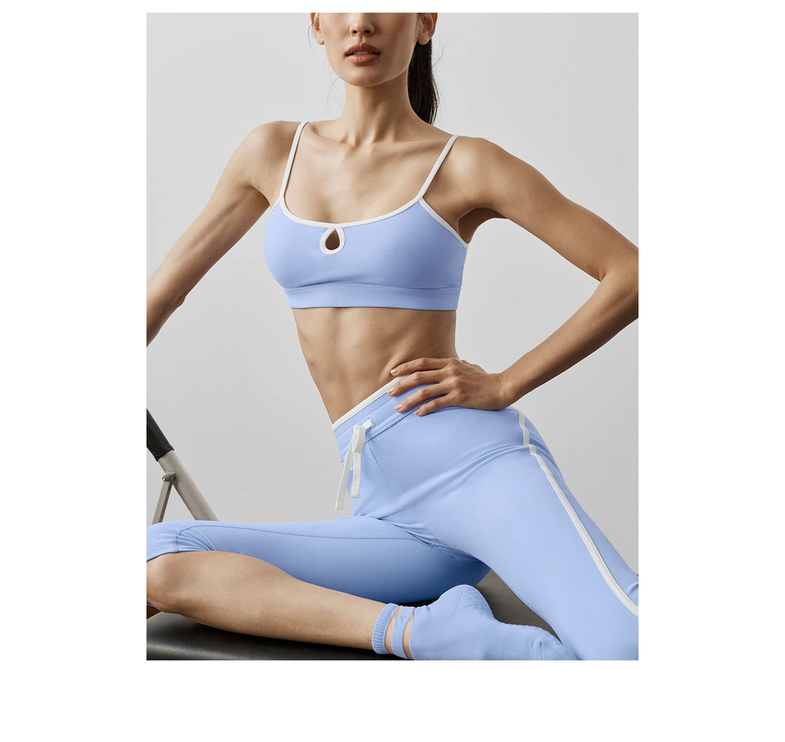 alo Women's Airbrush Race Pace Bra Light Provence Blue/White