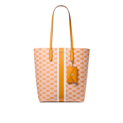Michael Kors Women's Vincent Large Logo Jacquard Tote Bag with Card Case Pop Orange/Gold