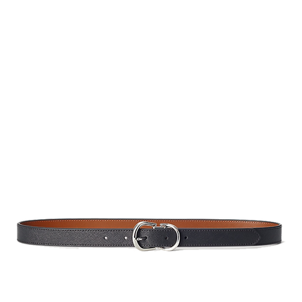 Polo Ralph Lauren Women's Reversible Crosshatch Leather Belt Black/Lauren Tan