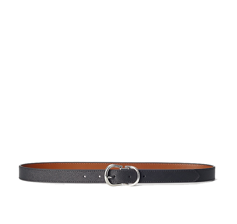 Polo Ralph Lauren Women's Reversible Crosshatch Leather Belt Black/Lauren Tan