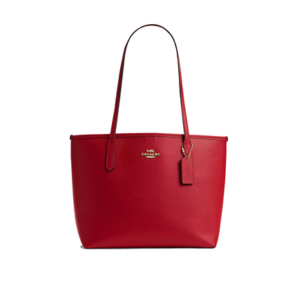 Coach Women's Medium City Tote Bag Gold/Bright Cardinal