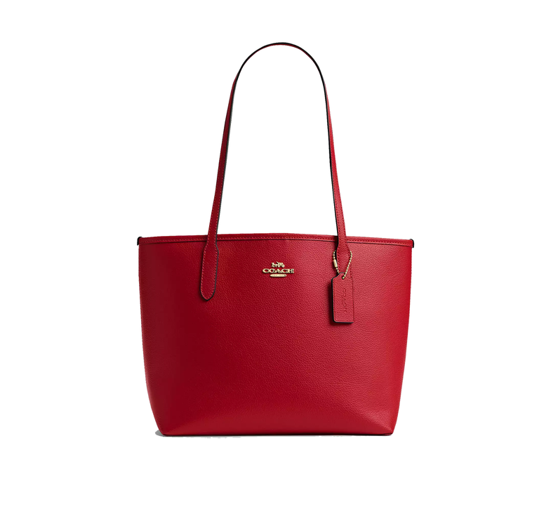 Coach Women's Medium City Tote Bag Gold/Bright Cardinal