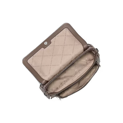 Michael Kors Women's Jet Set Travel Small Signature Logo Crossbody Bag With Pouch Mushroom/Silver