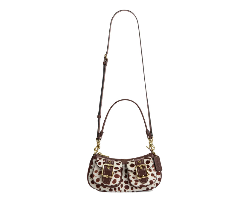 Coach Women's Ashton Shoulder Bag In Haircalf Gold/Dark Brown Chalk