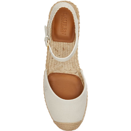 Polo Ralph Lauren Women's Robby Canvas Espadrille Flat Soft White/Navy/Red