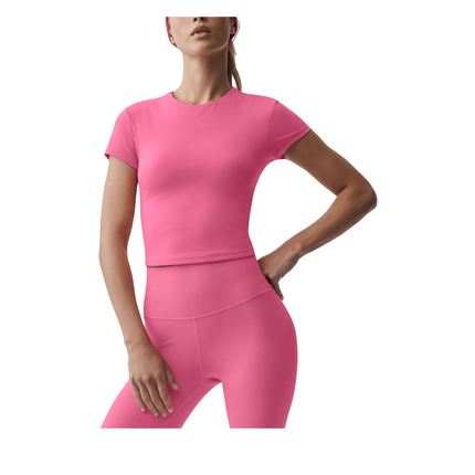 alo Women's ALO Softsculpt Precision Short Sleeve Top Paradise Pink
