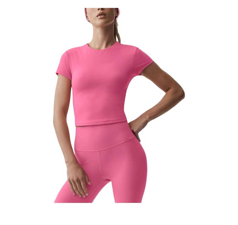 alo Women's ALO Softsculpt Precision Short Sleeve Top Paradise Pink