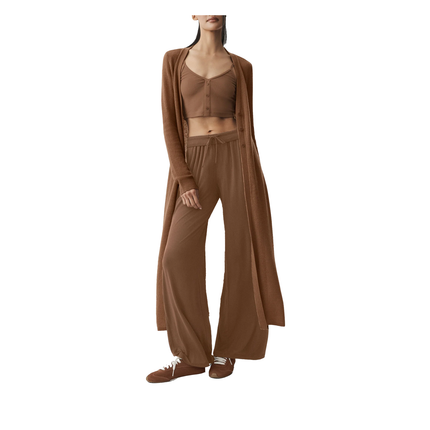 alo Women's Sheer Cashmere Long Cardigan Sun Kissed Brown