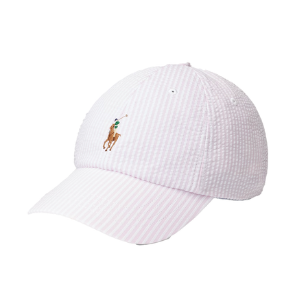 Polo Ralph Lauren Unisex Seersucker Ball Cap Carmel Pink Seersucker