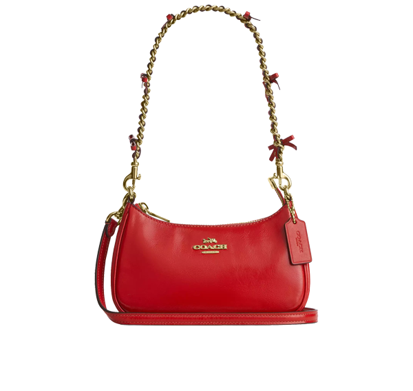 Coach Women's Teri Mini Crossbody Bag With Bows Gold/Bright Cherry