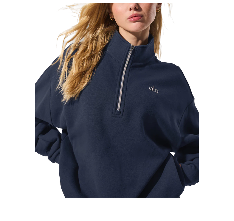alo Women's Accolade 1/4 Zip Pullover - Navy