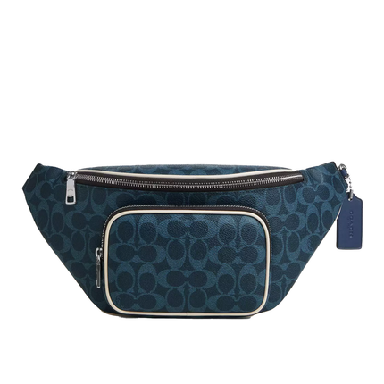 Coach Unisex Travis Belt Bag 35 In Signature Canvas Silver/Ink Blue