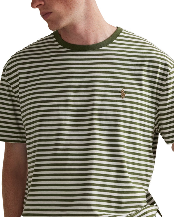 Polo Ralph Lauren Men's Classic Fit Striped Jersey T-Shirt Supply Olive/White