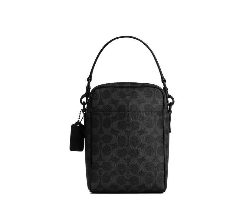 Coach Unisex Tristan Crossbody Bag 14 In Signature Canvas Matte Black/Black Signature