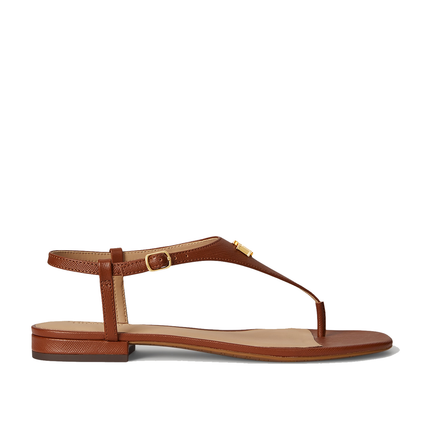 Polo Ralph Lauren Women's Everley II Crosshatch Leather Sandal  Lauren Tan