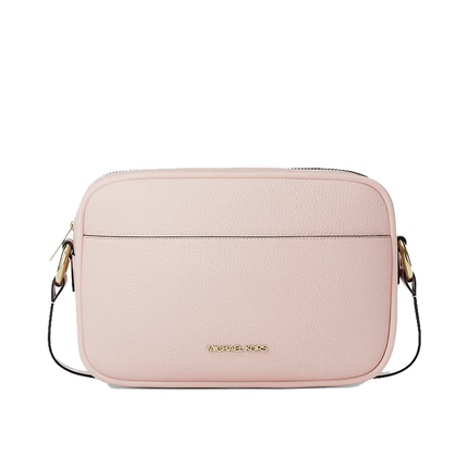 Michael Kors Women's Jet Set Large Pebbled Leather Camera Crossbody Bag Powder Blush/Gold