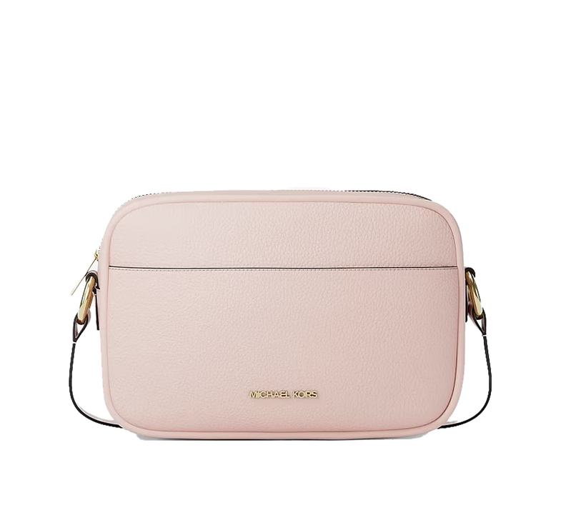 Michael Kors Women's Jet Set Large Pebbled Leather Camera Crossbody Bag Powder Blush/Gold