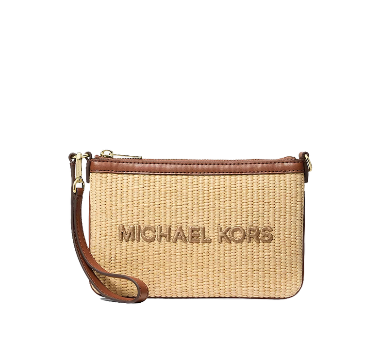 Michael Kors Women's Jet Set Travel Small Woven Wristlet Luggage/Gold