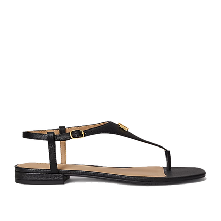 Polo Ralph Lauren Women's Everley II Crosshatch Leather Sandal Black