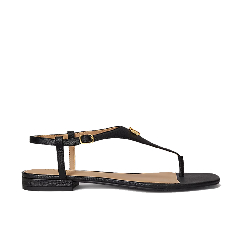 Polo Ralph Lauren Women's Everley II Crosshatch Leather Sandal Black