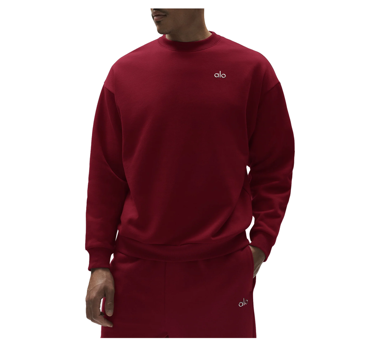alo Men's Accolade Crew Neck Pullover Summer Romance Red