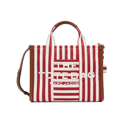 Marc Jacobs Women's The Stripe Canvas Medium Tote Bag True Red Multi