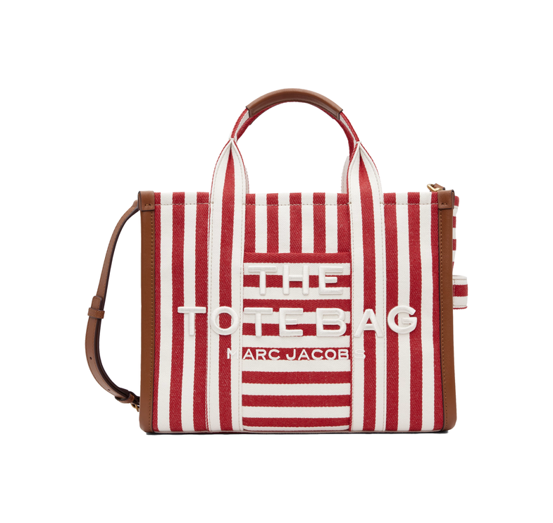 Marc Jacobs Women's The Stripe Canvas Medium Tote Bag True Red Multi