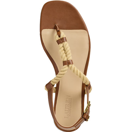 Polo Ralph Lauren Women's Everley Calfskin & Rope Sandal Lauren Tan/Natural