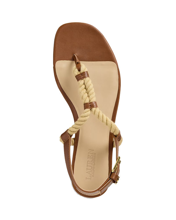 Polo Ralph Lauren Women's Everley Calfskin & Rope Sandal Lauren Tan/Natural