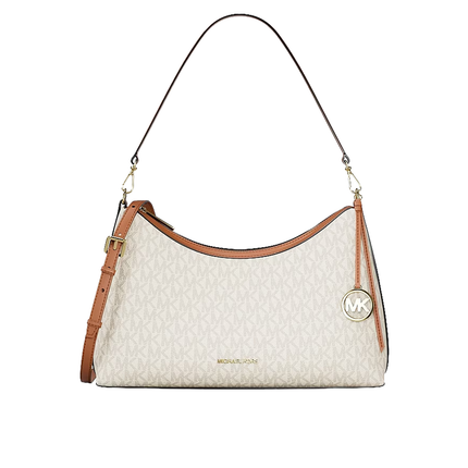 Michael Kors Women's Sammy Medium Signature Logo Convertible Shoulder Bag Vanilla/Gold