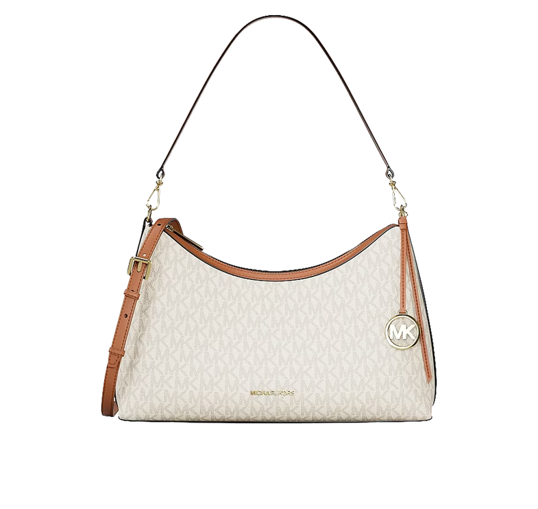 Michael Kors Women's Sammy Medium Signature Logo Convertible Shoulder Bag Vanilla/Gold
