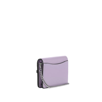 Coach Women's Mini Wallet On A Chain With Floral Applique Silver/Lilac