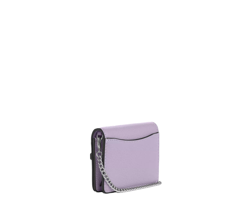 Coach Women's Mini Wallet On A Chain With Floral Applique Silver/Lilac