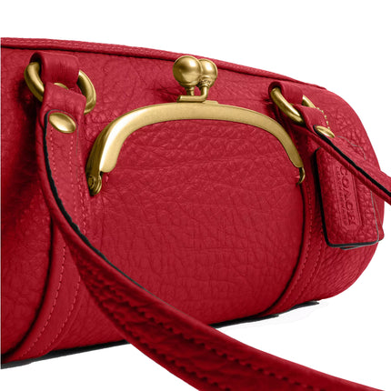 Coach Women's Kisslock Barrel Bag 28 Brass/Poppy