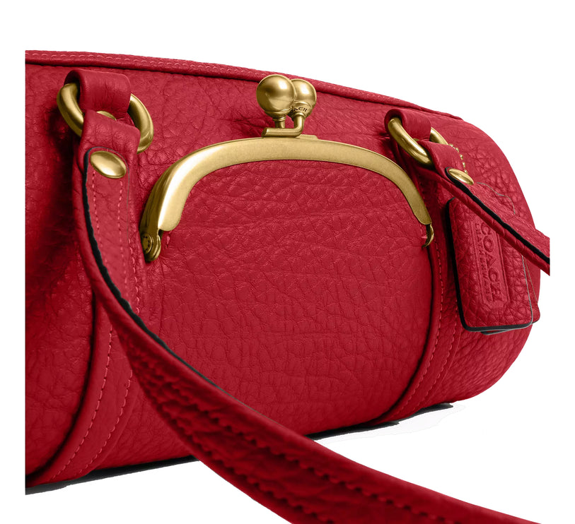 Coach Women's Kisslock Barrel Bag 28 Brass/Poppy