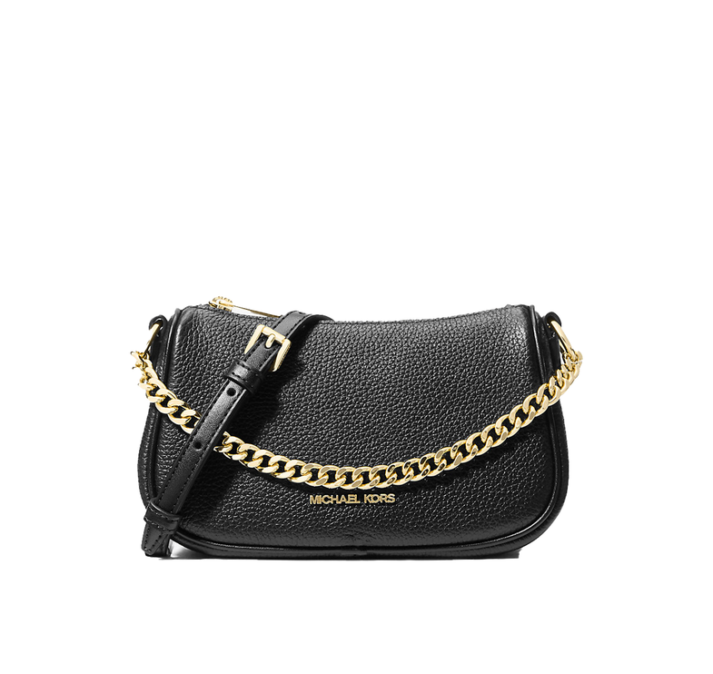 Michael Kors Women's Carmela Small Pebbled Leather Convertible Crossbody Bag Black/Gold