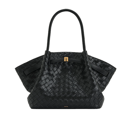 JW PEI Women's Hana Medium Weave Texture Tote Bag Black