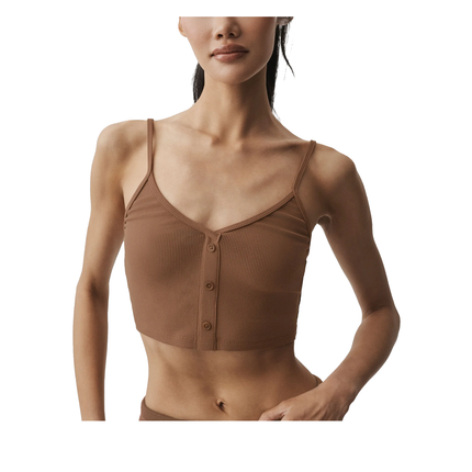 alo Women's Ribbed Delicate Lounge Tank Sun Kissed Brown