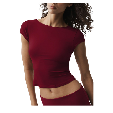 alo Women's Alosoft Back For More Tee Summer Romance Red