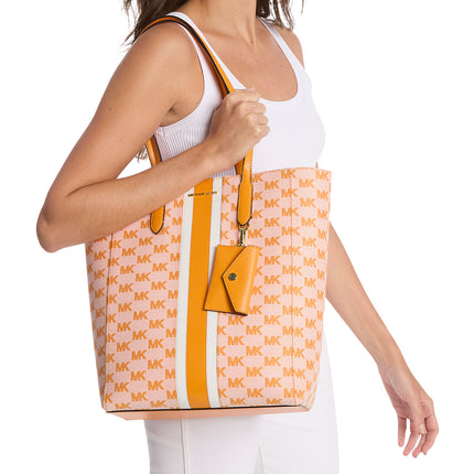 Michael Kors Women's Vincent Large Logo Jacquard Tote Bag with Card Case Pop Orange/Gold