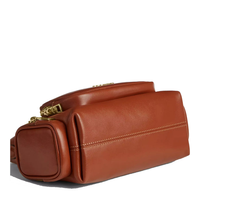 Coach Women's Laurel Shoulder Bag 22 With Pockets Gold/Cinnamon