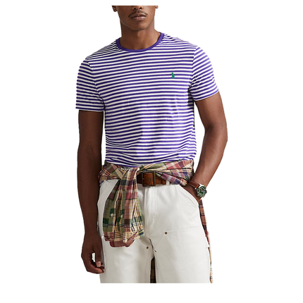 Polo Ralph Lauren Men's Classic Fit Striped Jersey T-Shirt Cabana Purple/White