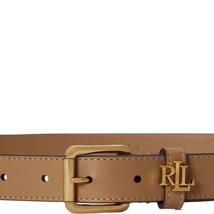 Polo Ralph Lauren Women's Logo-Keeper Leather Skinny Belt Camel