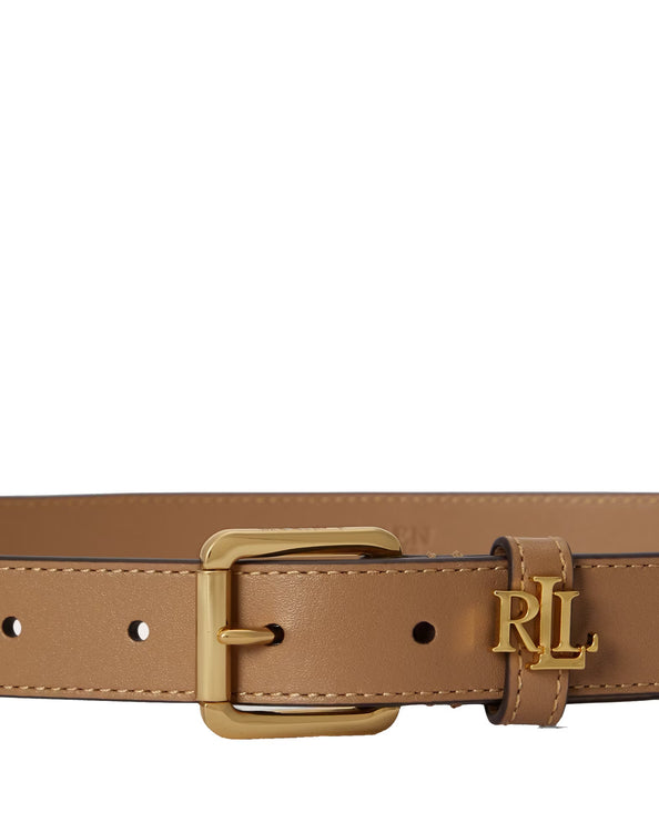 Polo Ralph Lauren Women's Logo-Keeper Leather Skinny Belt Camel